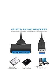 Generic USB 3.0 SATA (7+15pin) 22Pin to USB Adapter Up to 6 Gbps Support 2.5 Inches External SSD HDD Hard Drive 22 Pin Sata III Data support 4tb - Black  - Image 2