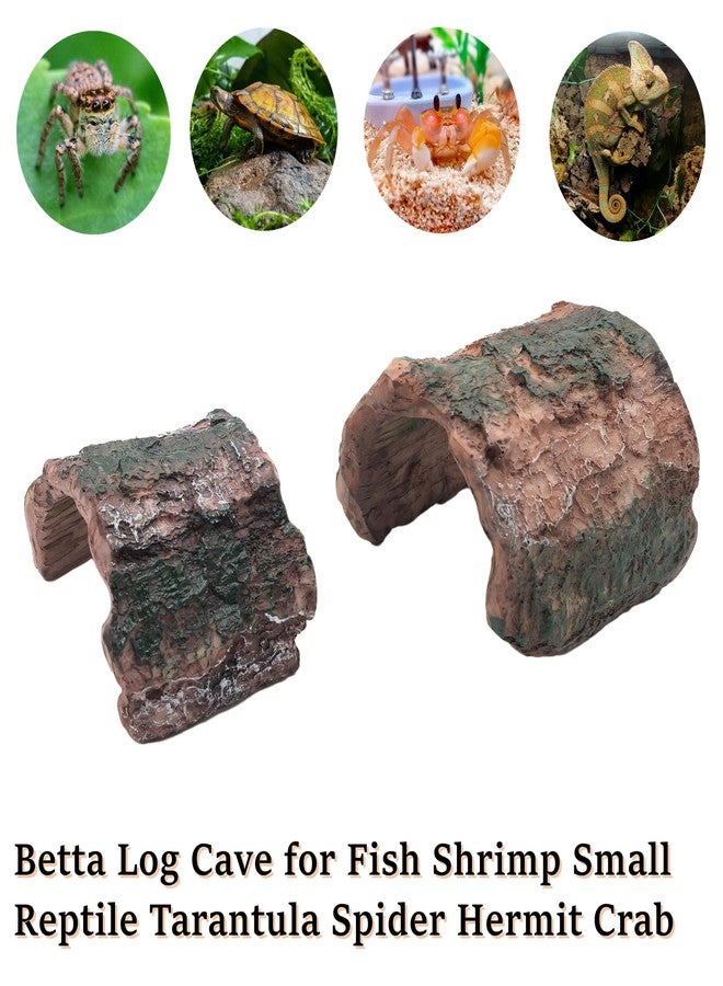 M2cbridge Resin Hollow Tree Trunk Betta Log Crab House Cave for Fish Shrimp Small Reptile Turtle Tarantula Spider Hermit Crab(2PCS (Small+Big)) - Image 3