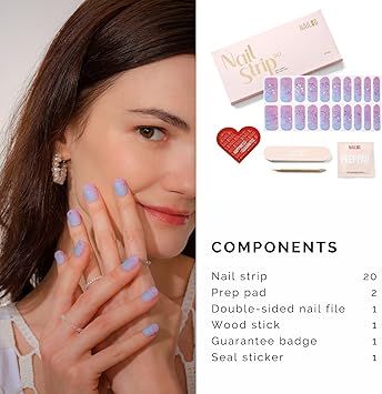 NAILOG Semi Cured Gel Nail Strips Glossy Long Lasting Soft Gel Finish 20 Extra Long Stickers WrapsStar Kisses - Image 5