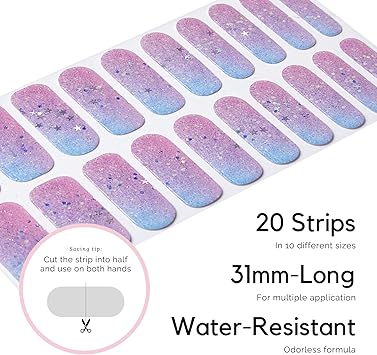 NAILOG Semi Cured Gel Nail Strips Glossy Long Lasting Soft Gel Finish 20 Extra Long Stickers WrapsStar Kisses - Image 4