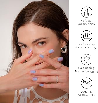 NAILOG Semi Cured Gel Nail Strips Glossy Long Lasting Soft Gel Finish 20 Extra Long Stickers WrapsStar Kisses - Image 3