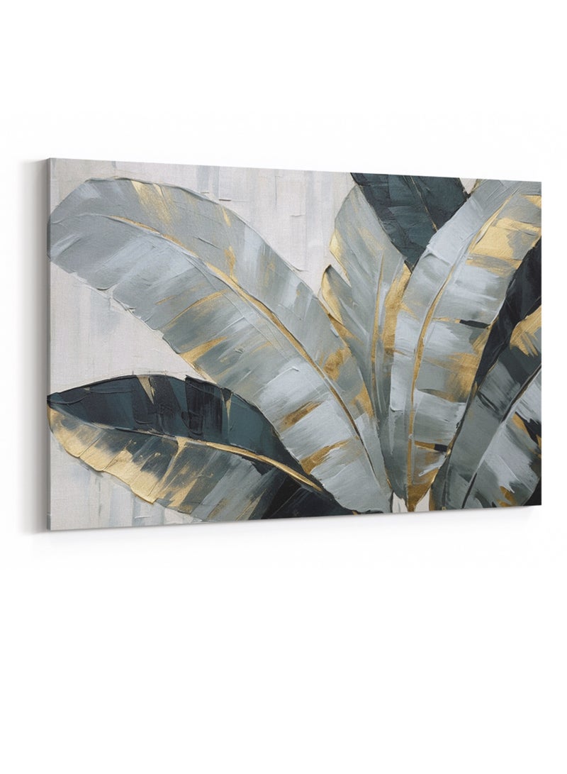 لوحة كانفاس على إطار خشبي بتصميم فن تجريدي لأوراق الشجر - Image 4