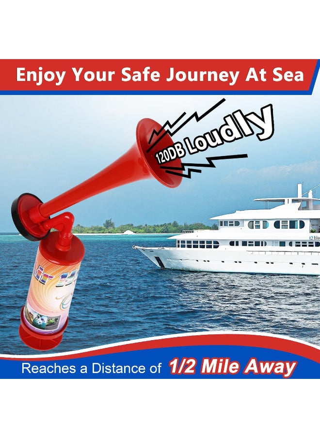 Generic Handheld Air Horn, Super Loud Noisemakers Bear Horn Self Defense Reusable Air Pump Horns Sports and Marine Signal Safety Alarm Horn for Boating, Sports Events, Graduation, Birthday Parties (RED)  - Image 3