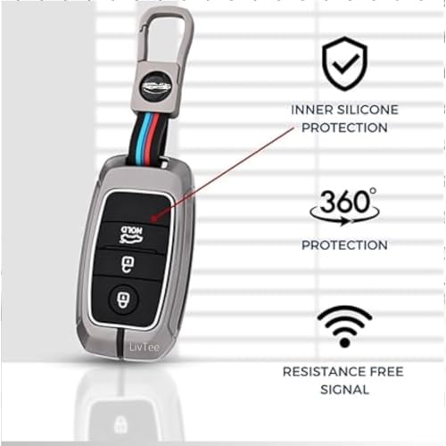 LivTee Premium Metal Key Cover for Kia Seltos, Carens, Sonet - 3 Button Smart Key(kia 3 Button up Smart) - Image 5