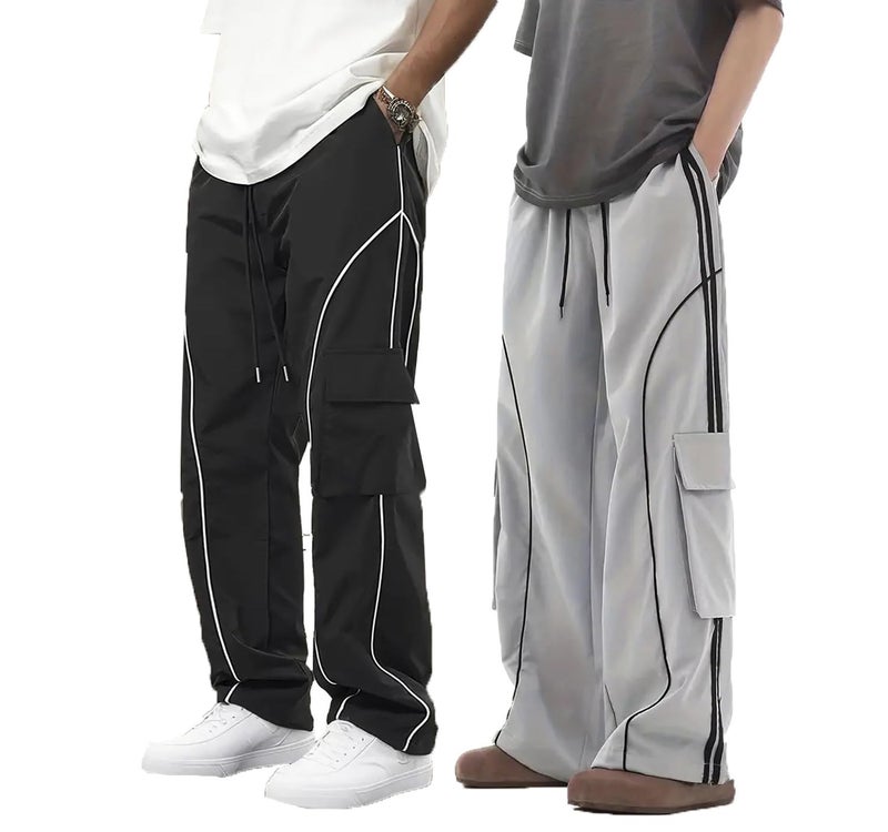 Lymio Track Pant for Men || Regular Fit || Track Pants || Full Elastic Jogger Track Pant || Available in Combo Pack of 2 (TP-64-65-Black-Grey-S) - Image 1