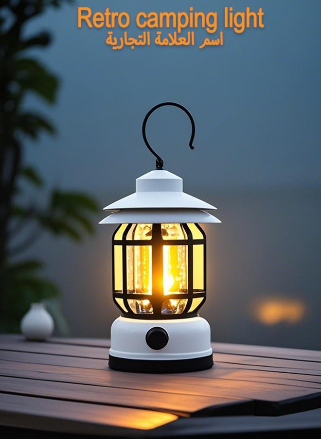 Generic Camping Lantern ,retro USB portable camping light rechargeable, IPX4 waterproof camping light hanging, , Stepless Dimmer,metaladjustable COB brightness Tent Light , Stepless Dimmer,for outdoor fishing, hiking, hiking or camping photographyTent Night Lamp.(White)  - Image 1
