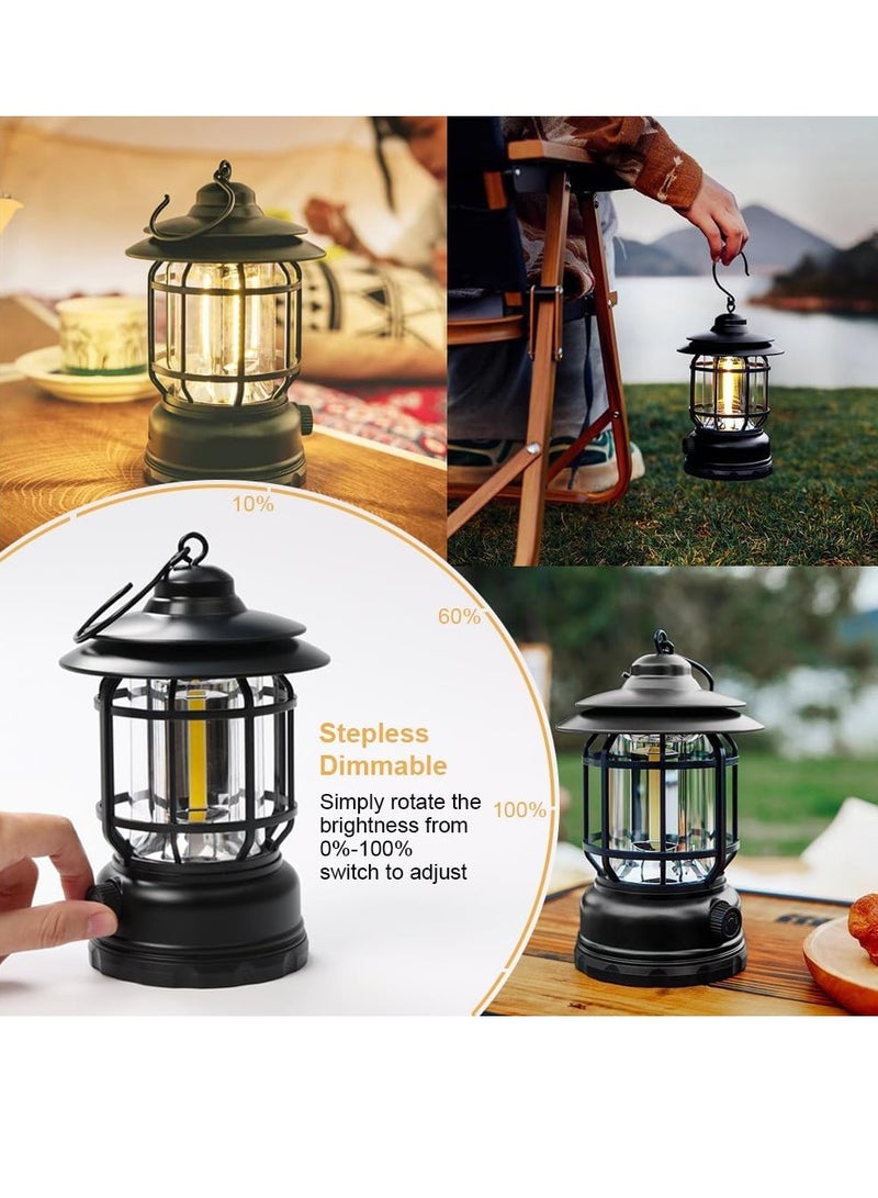 Generic Camping Lantern ,retro USB portable camping light rechargeable, IPX4 waterproof camping light hanging, , Stepless Dimmer,metaladjustable COB brightness Tent Light , Stepless Dimmer,for outdoor fishing, hiking, hiking or camping photographyTent Night Lamp.(White)  - Image 5