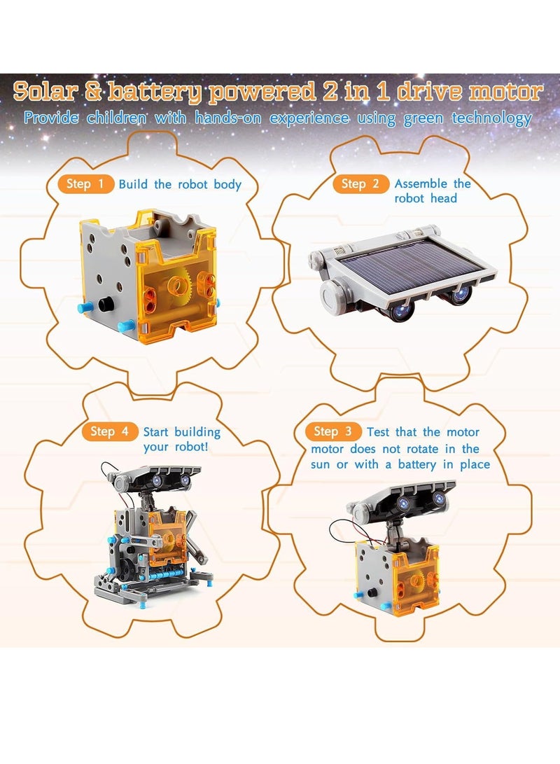 205 Pcs Solar Robot Kit, 29-in-1 STEM Robot Science Kit Toys for Kids Aged 8-16, Educational DIY Assembly Creation Set with Solar Powered Motorised Engine, Science - Image 2