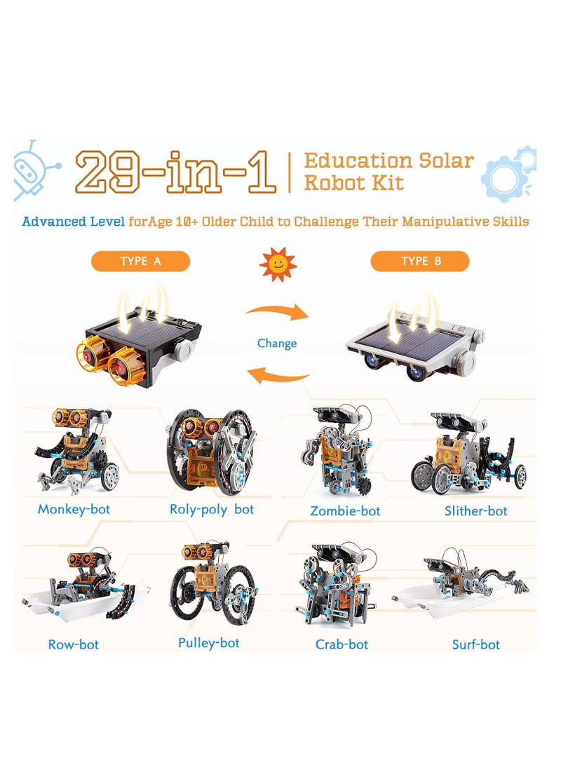 205 Pcs Solar Robot Kit, 29-in-1 STEM Robot Science Kit Toys for Kids Aged 8-16, Educational DIY Assembly Creation Set with Solar Powered Motorised Engine, Science - Image 3