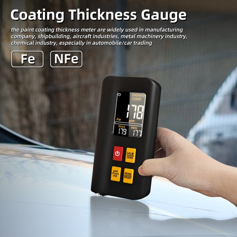 BSIDE T2X Paint Thickness Gauge Coating Thickness Gauge Colour Screen Rechargeable Paint Thickness Gauge Used Car Paint Thickness Tester Paint Depth Gauge Iron, Aluminium and Zinc Coating Thickness Gauge - Image 3