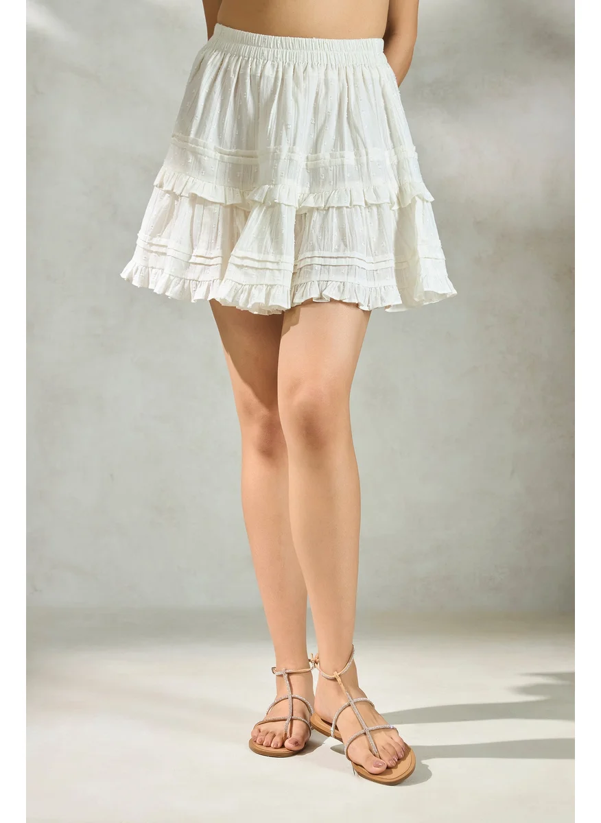 Virgio Virgio Pure Cotton Pleated Tiered Mini Skirts