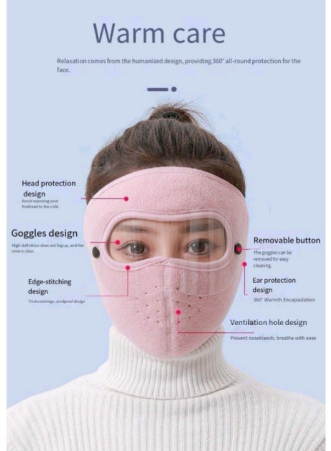 Thickened Dust Mask To Keep Warm Outdoor Cycling Ear Protection Windproof Mask Pink  - Image 3