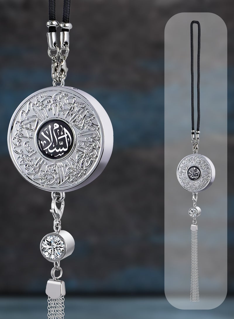 Islamic Metal Car Hanging Ornament | Arabic Calligraphy Art Decoration | Premium Metal Material | Faith Display Pendant - Islamic Style Pendant for Car Rearview Mirror Decoration (Half-Moon Black) - Image 3