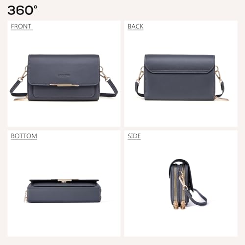 Roulens Small Crossbody Bag for Women,Cell Phone Purse Women's Shoulder Handbags Wallet Purse with Credit Card Slots, Dark Gray, Small, Ar2976-3dark Gray - Image 3
