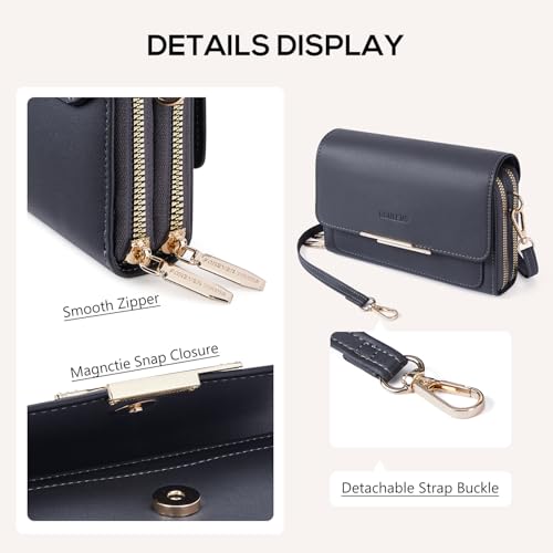 Roulens Small Crossbody Bag for Women,Cell Phone Purse Women's Shoulder Handbags Wallet Purse with Credit Card Slots, Dark Gray, Small, Ar2976-3dark Gray - Image 5