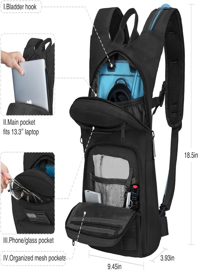 NOOLA 3L Hydration Backpack, Water Backpack with TPU Water Bladder, Tactical Hydration Pack for Men Women, Perfect Molle Water Backpack for Hiking, Biking, and Hunting, Black - Image 2