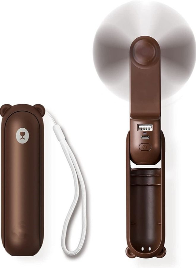 JISULIFE مروحة صغيرة محمولة، مروحة يد 3 في 1، مروحة جيب صغيرة محمولة قابلة لإعادة الشحن عبر USB، مروحة تعمل بالبطارية [14-21 ساعة عمل] مع بنك الطاقة، ميزة مصباح يدوي للنساء، السفر، في الهواء الطلق - Image 1