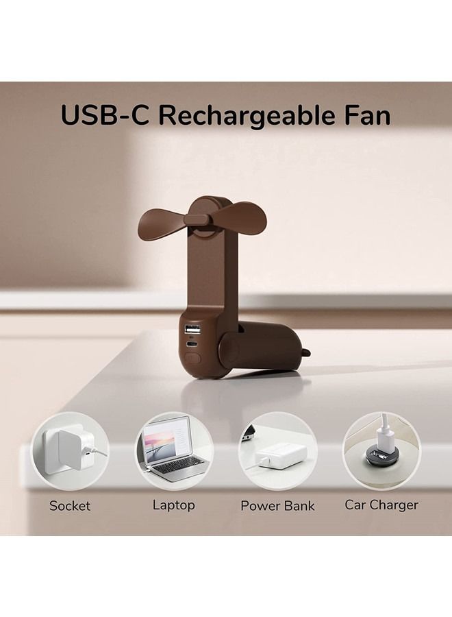 JISULIFE مروحة صغيرة محمولة، مروحة يد 3 في 1، مروحة جيب صغيرة محمولة قابلة لإعادة الشحن عبر USB، مروحة تعمل بالبطارية [14-21 ساعة عمل] مع بنك الطاقة، ميزة مصباح يدوي للنساء، السفر، في الهواء الطلق - Image 2