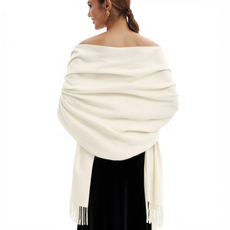 vimate Cream Pashmina Shawl-Women ivory off white Wedding Guest Pashmina Shawls and Wraps for Bridal Bridesmaid (Cream) - Image 1