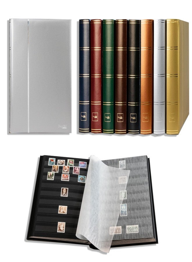 Prophila Collection Prophila Metallic Edition Stamp Album (New) 60 Black Sides, Padded Silver Cover - Image 1