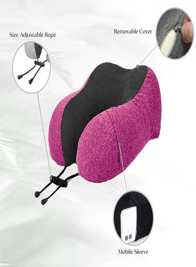 nexlev Premium Memory Foam Neck Pillow with 360-Degree Head Support | Lightweight Comfortable Travel Pillow with Storage Bag for Sleeping | Traveling Flight Car Train Bus and Home Use NP-05 (Pink) - Image 4