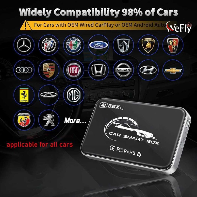 Wefly محول كار بلاي اللاسلكي أندرويد أوتو اللاسلكي لجهاز أندرويد مع تطبيقات يوتيوب ونتفليكس ومتجر بلاي اتصال سريع إعادة الاتصال التلقائي لجميع السيارات والهواتف المحمولة بنظام iOS وأندرويد (2 جيجابايت RAM + 16 جيجابايت ذاكرة) - Image 5