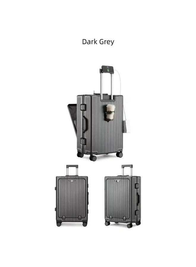Prosperity 20" Luggage Multifunctional Aluminum Frame Luggage Suitcase Set Features USB Mobile Phone Holder and Cup Holder - Image 4