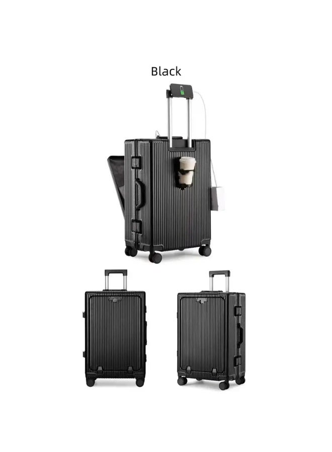 Prosperity 20" Luggage Multifunctional Aluminum Frame Luggage Suitcase Set Features USB Mobile Phone Holder and Cup Holder - Image 5
