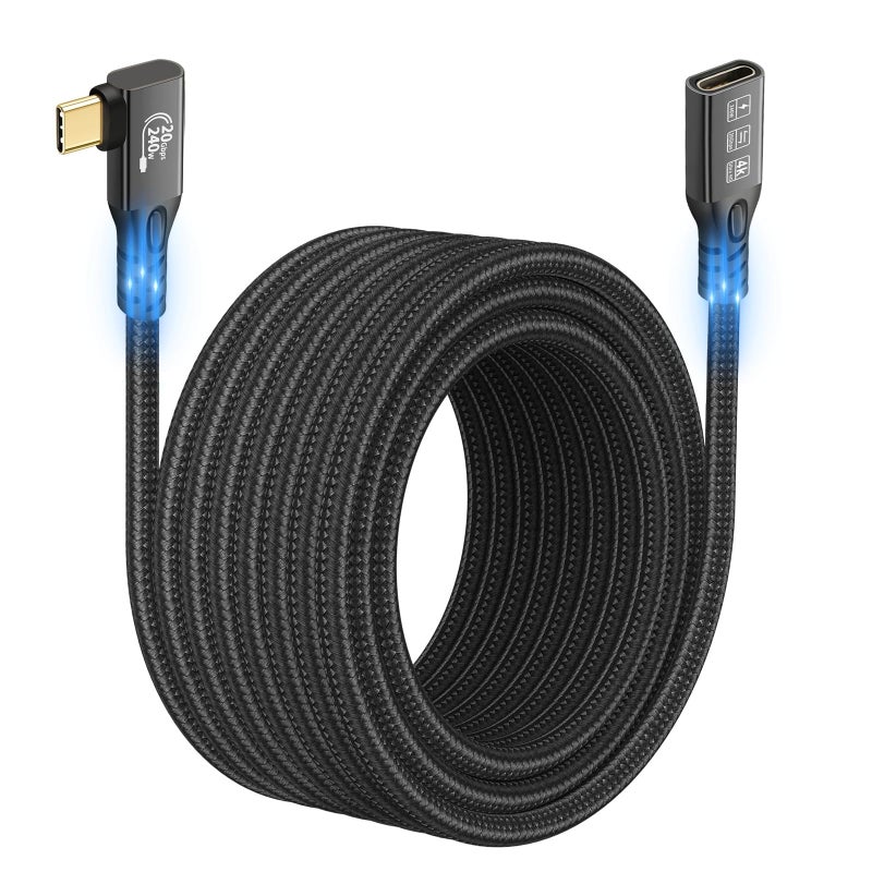 CHENLENIC 90 Degree USB C 32 Extension Cable 20Gbps USBC 32 Gen2 Typec Male to Female Extender Cable Ultra 4K60Hz 240W Charging 20Gbps Data Transfer with SSD eGPU 90 Degree Extension 20G 240W3M - Image 2