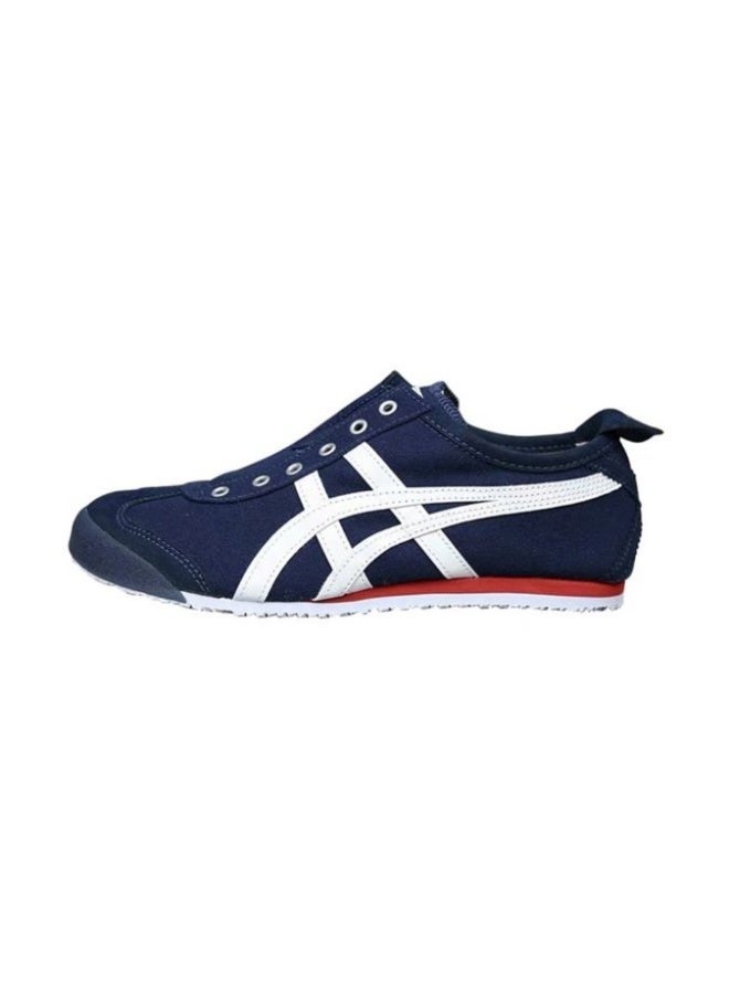 Onitsuka Tiger MEXICO 66 Slip-On Canvas Casual Sneakers Colorblock White/Checkered Blue - Lace-Free Flat Round Toe Lifestyle Shoes for Men and Women, Ages 10+ - Image 1
