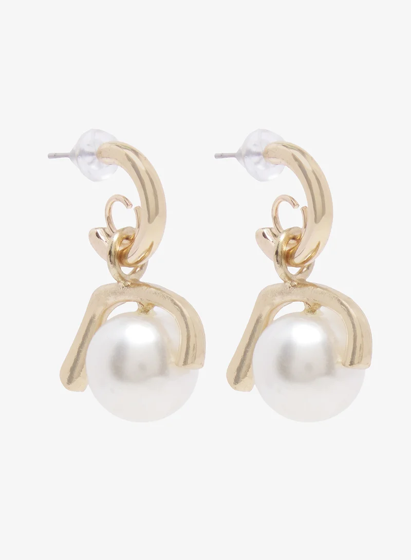 ELLA Pearl Detail Gold Accent Earrings