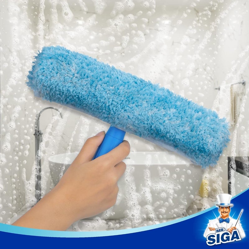 Mr Siga MR.SIGA Professional Window Cleaning Combo - Squeegee & Microfiber Window Scrubber, 10" - Image 5