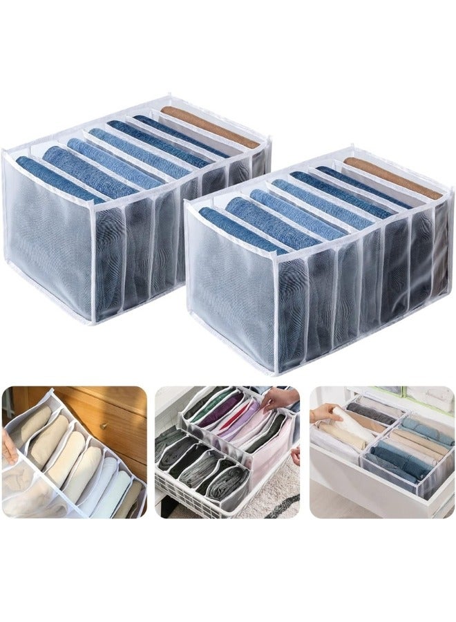 2 Pack Clothes Organizer with 5 Grids Each – Foldable Drawer Dividers for Shirts, Jeans, Sweaters & Pants (10 Grids Total) - Image 1