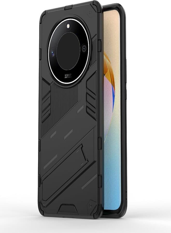 Fascination phone case compatible with Honor X9B Punk Armor 2 in 1 PC + TPU Shockproof Phone Case with Invisible Holder For Honor X9B (Black)
