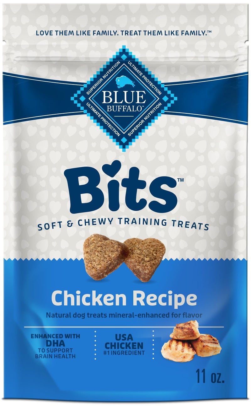 Blue Buffalo Bits Soft Dog Treats for Training, Made with Natural Ingredients & Enhanced with DHA, Chicken Recipe, 11-oz Bag - Image 1