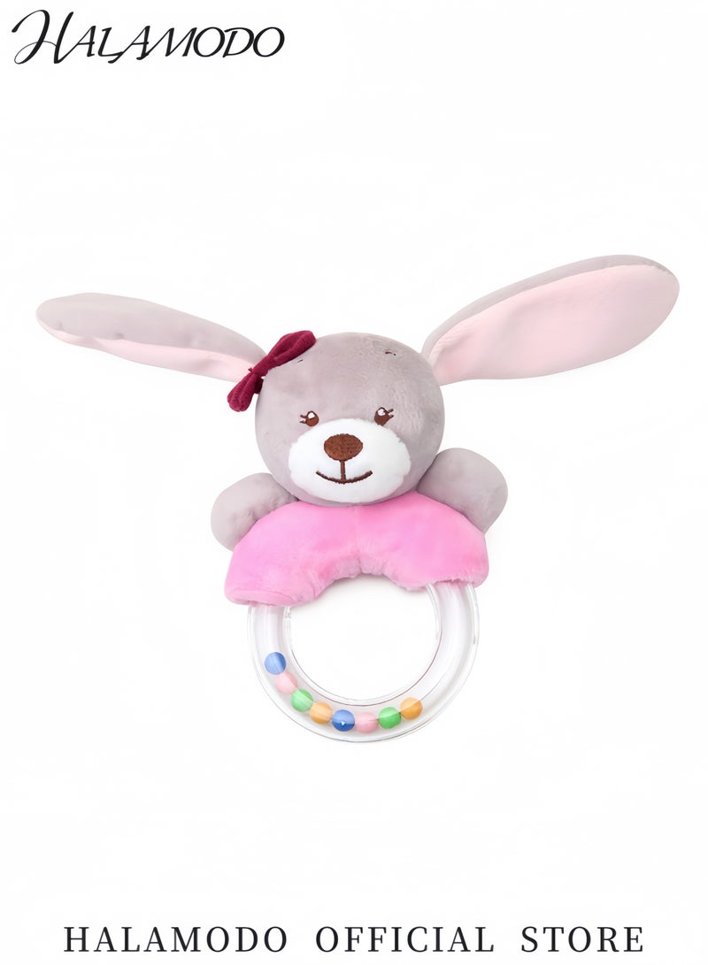 HALAMODO Cartoon Animal Hand Ring Cottontail Plush Stuffed Animal Bunny Shaker Toy Ring Rattle Plush Stuffed Animal Soft Rattles for Infant  - Image 3