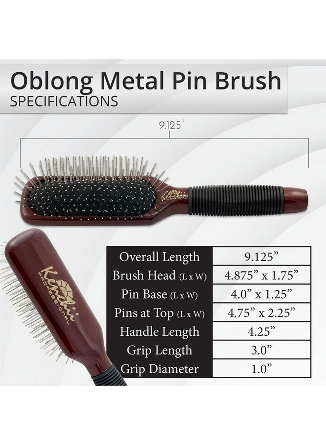 Kenchii Pet Grooming Metal Pin Brush | Solid Wood, Non-Slip Grip Detangling and Shedding Tool for Long or Short Haired Pets - Large Oblong Size - Image 5