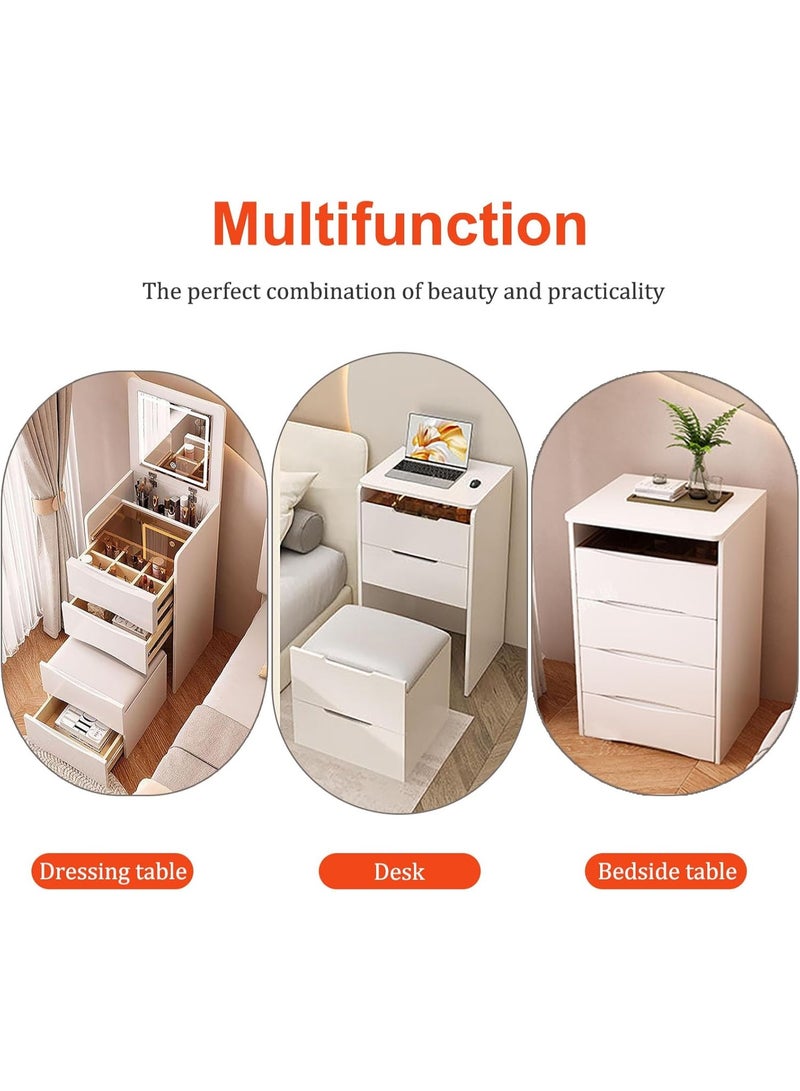  CityRiya-Long مكتب الغرور مع مرآة Flip Top وأضواء LED ، 3 درجات طاولة ملابس ماكياج صغيرة مع مقعد تخزين مدعوم ، مجموعة الغرور المدمجة لتوفير المساحة لغرفة النوم (SZZ007) - Image 5