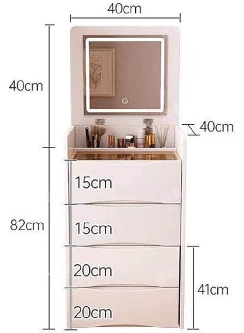  CityRiya-Long مكتب الغرور مع مرآة Flip Top وأضواء LED ، 3 درجات طاولة ملابس ماكياج صغيرة مع مقعد تخزين مدعوم ، مجموعة الغرور المدمجة لتوفير المساحة لغرفة النوم (SZZ007) - Image 2