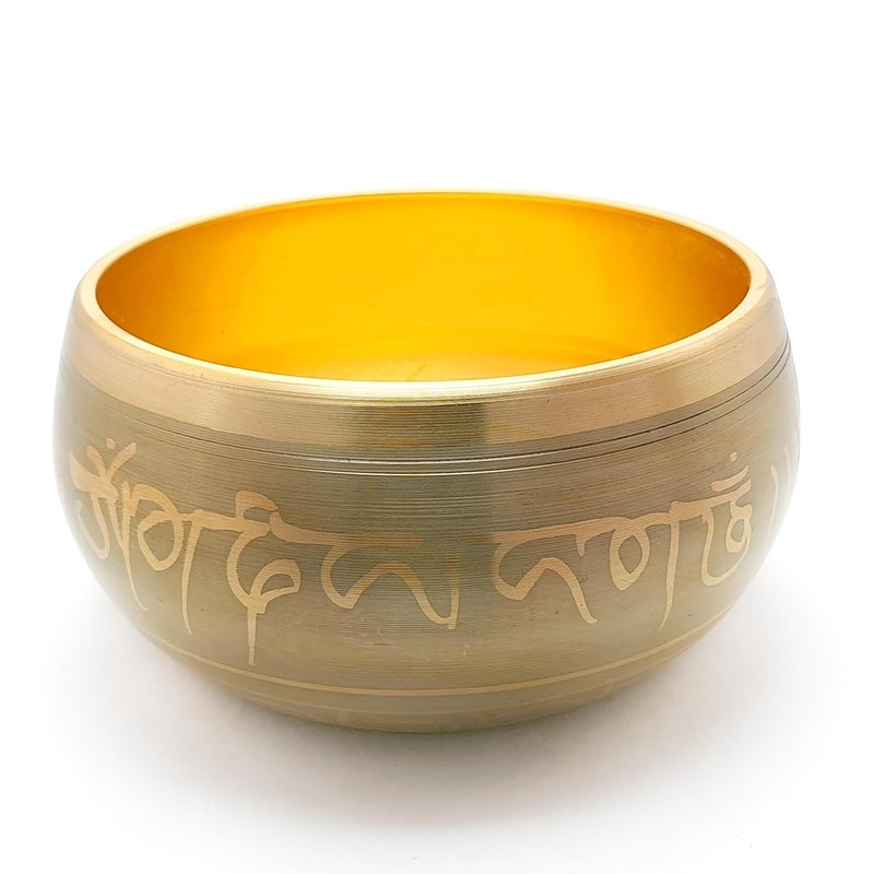 Uv Creation Tibetan Singing Bowl 4" Meditation Bowl With Gautam Buddha Design Material Brass (GOLD) - Image 2