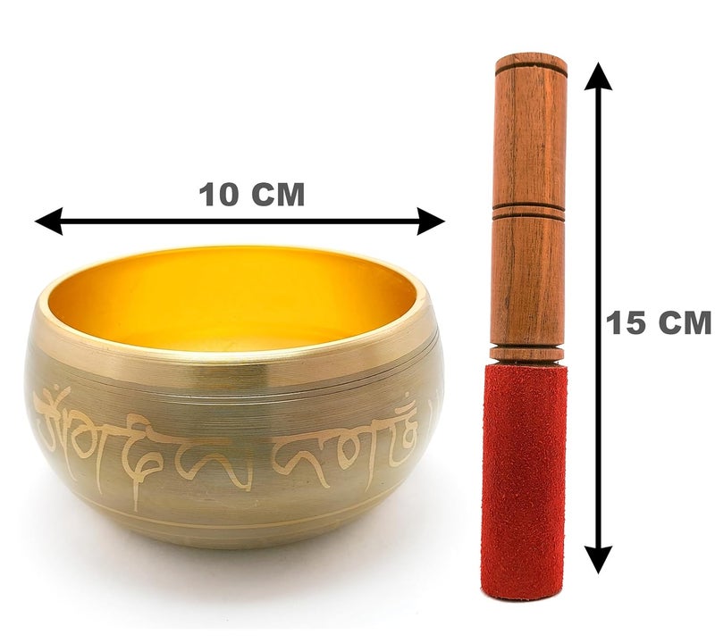Uv Creation Tibetan Singing Bowl 4" Meditation Bowl With Gautam Buddha Design Material Brass (GOLD) - Image 4