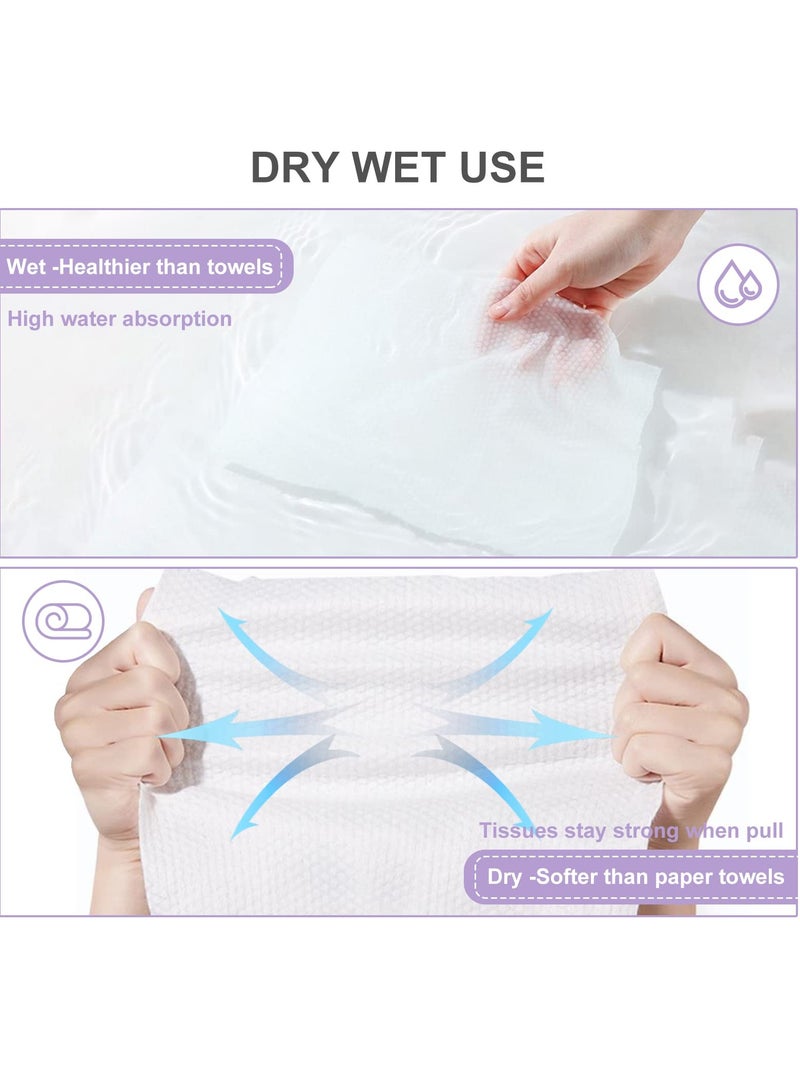 100 Count Disposable Biodegradable Soft Dry Wipes for Sensitive Skin - Lint-Free Facial Tissues for Cleansing, Skincare, and Makeup Removal - Ideal for Gentle Care and Convenience.  - Image 3