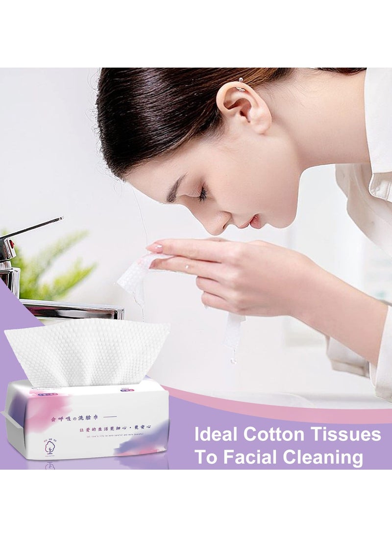 100 Count Disposable Biodegradable Soft Dry Wipes for Sensitive Skin - Lint-Free Facial Tissues for Cleansing, Skincare, and Makeup Removal - Ideal for Gentle Care and Convenience.  - Image 5