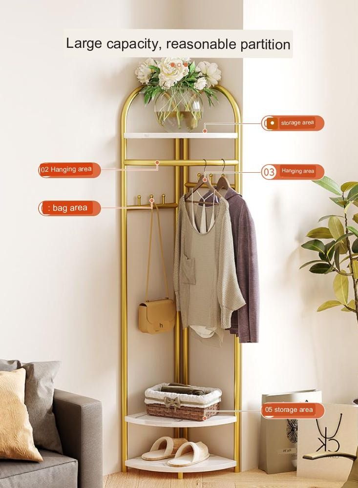 Metal Place Provide Clothes Rack Minimalist Standing Shelf Clothes Rack Nordic Aesthetic Perchero Pared Bedroom Furniture - Image 2