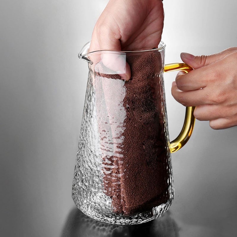 1300ml Hammered Glass Carafe With Stainless Steel Lid Cool Resistant Juice Pitcher - Image 5