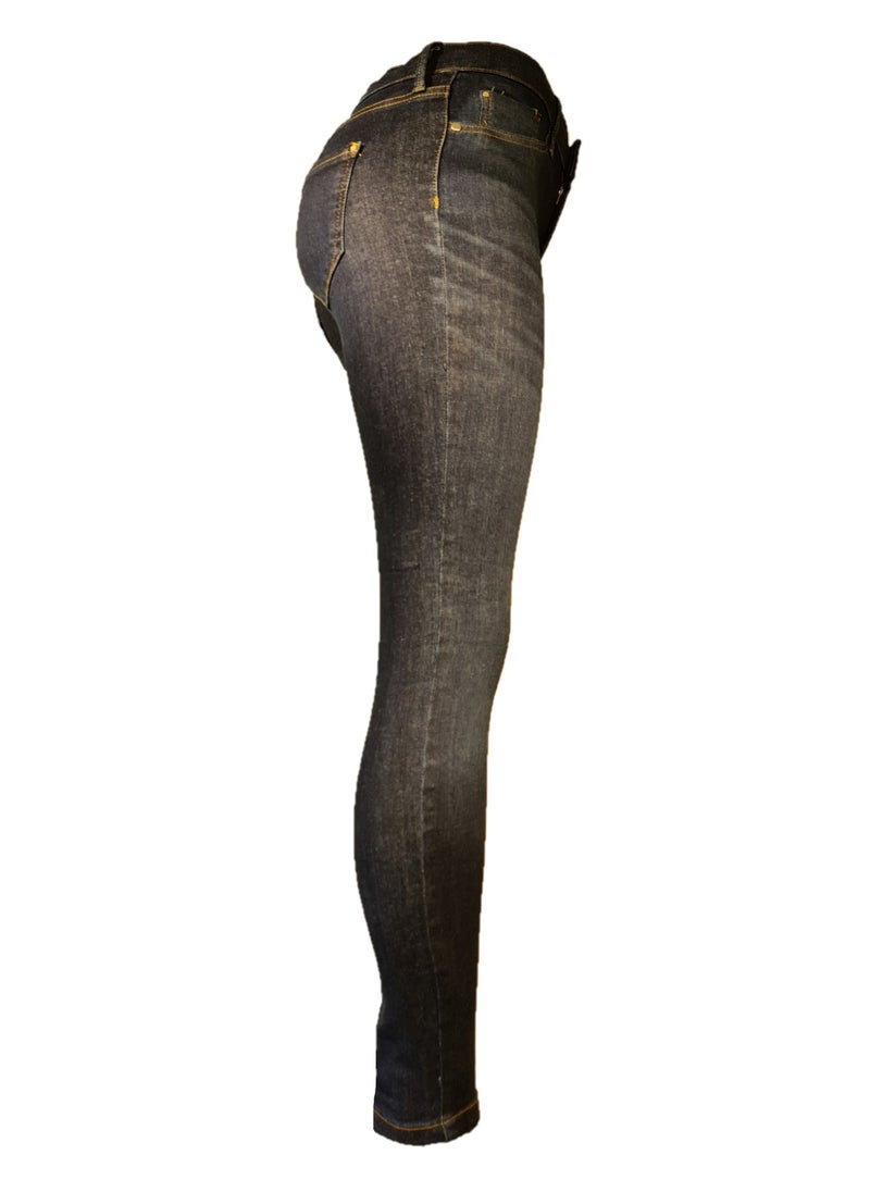 STRAPPT - Women's Skinny Stretch Jeggings in Dark Grey - Image 1