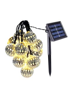 BLUE CORAL 30 LED Moroccan Hollow Metal Ball String Solar Light Operated for Wall Home Hanging Bedroom Tree Birthday Party Decoration Items, Warm Light  - Image 2