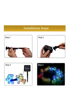 BLUE CORAL 30 LED Moroccan Hollow Metal Ball String Solar Light Operated for Wall Home Hanging Bedroom Tree Birthday Party Decoration Items, Warm Light  - Image 4