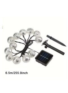BLUE CORAL 30 LED Moroccan Hollow Metal Ball String Solar Light Operated for Wall Home Hanging Bedroom Tree Birthday Party Decoration Items, Warm Light  - Image 3