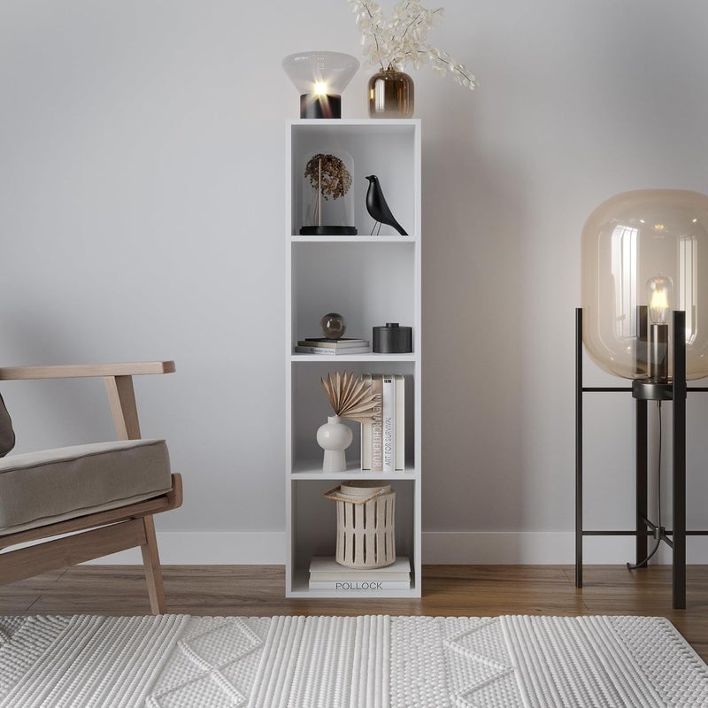 4-Tier Wooden Bookcase and Storage Display Shelving Unit, Classic Freestanding Design in a Clean White Finish, Versatile Organizer for Living Room, Bedroom or Office - Image 3